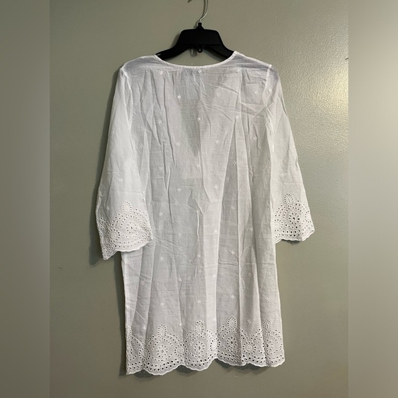 MiracleSuit X Talbots Womens 100% Cotton Crochet White Swim Cover Up Dress XS - Picture 2 of 13